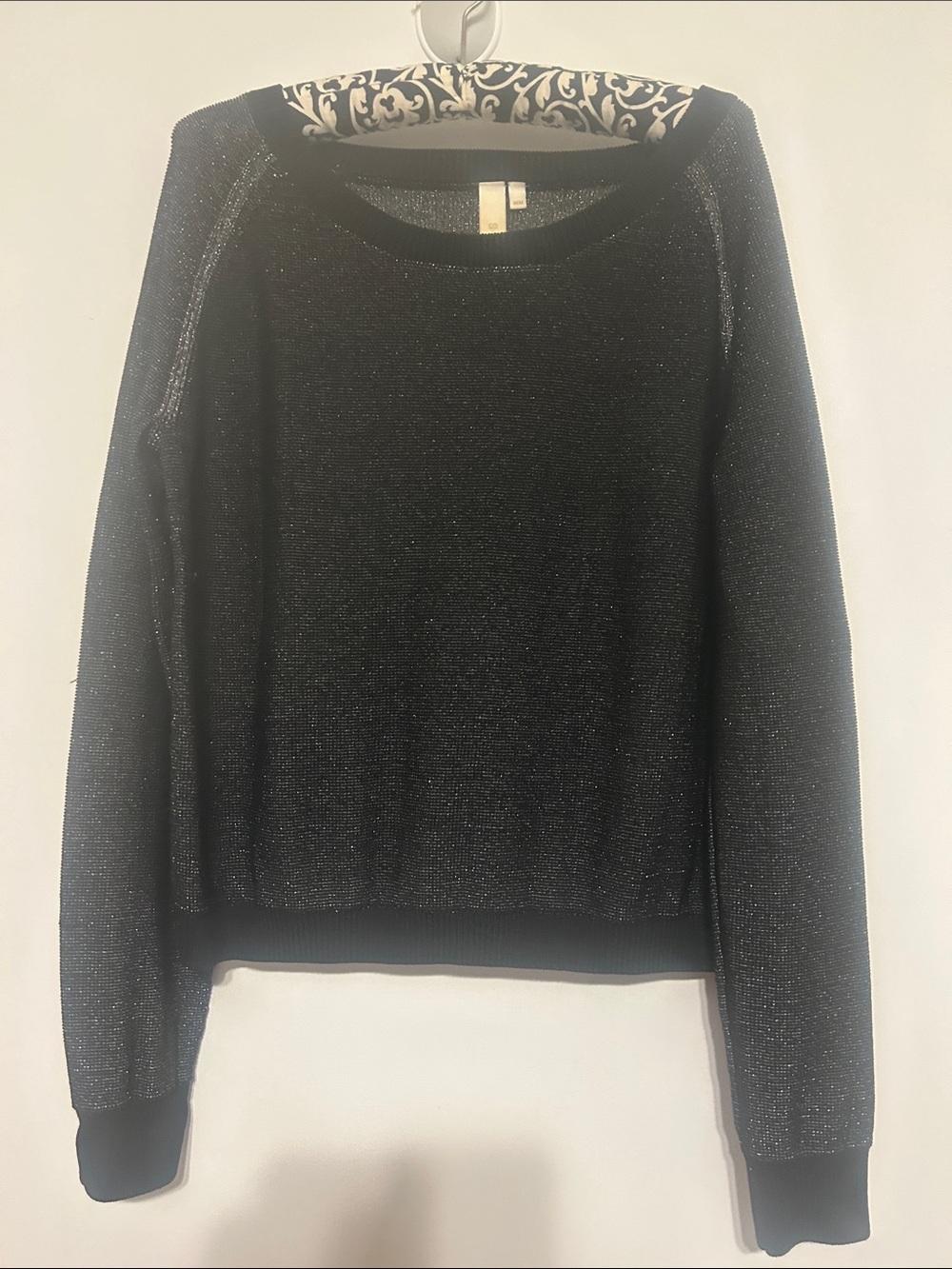 Black Metallic Crewneck Sweater